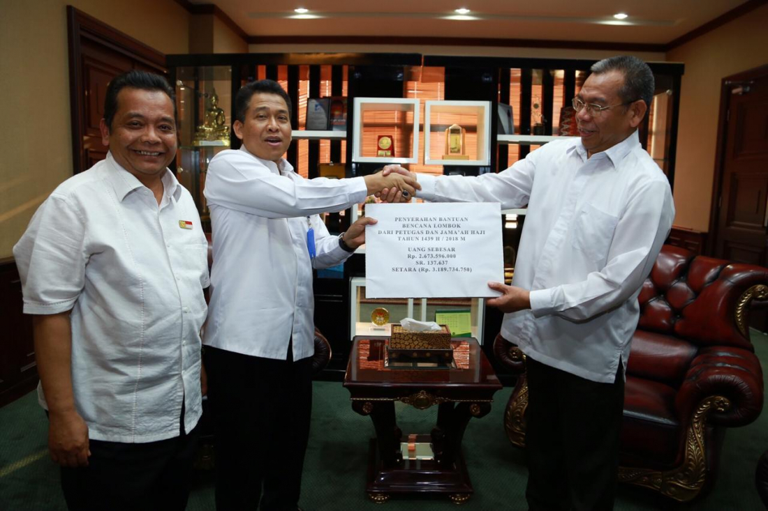 Petugas dan Jemaah Haji Sumbang 3.1 Miliar Kepada Korban Tsunami Palu-Donggala