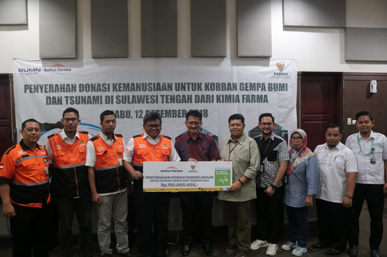 Kimia Farma Gandeng BAZNAS Salurkan Bantuan Sulteng Rp150 Juta