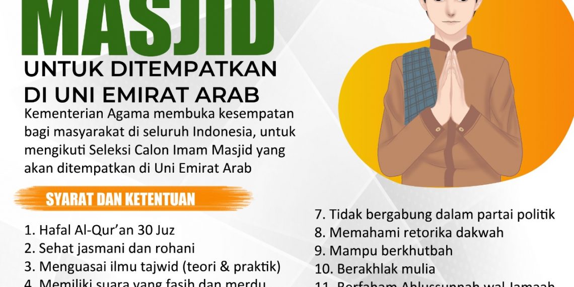 Kemenag Kembali Buka Seleksi Imam Masjid untuk Uni Emirat Arab