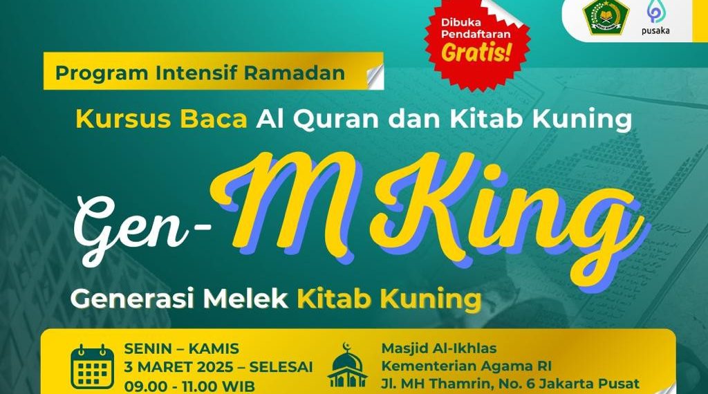 Ayo Daftar! Kemenag Buka Kursus Baca Al-Qur’an dan Kitab Kuning di Ramadan 1446 H